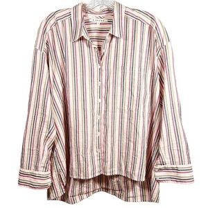 Xirena women’s button up shirt size S striped oversized pink